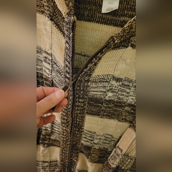 JMS Just My Size 3X Hoodie Sweater Zip Up Front Brown & Beige Long Sleeve - Picture 5 of 6